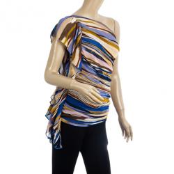 Pre Owned Missoni One Shoulder Ruffle Tunic Top S