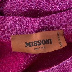 Pre Owned Missoni Pink Lurex Knit Short Sleeve Vanise Lamé Top S