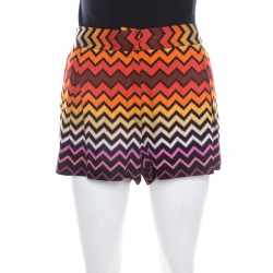 Missoni Multicolor Chevron Pattern Knit Mini Shorts M
