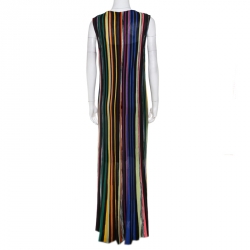 Pre Owned Missoni Multicolor Striped Lurex Knit Sleeveless Maxi Dress L