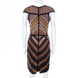 Pre Owned Missoni Brown Patterned Jacquard Knit Sleeveless Dress M