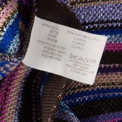 Pre Owned Missoni Multicolor Chevron Pattern Lurex Knit Short Dress L 