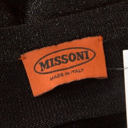 Pre Owned Missoni Black Lurex Knit Front Open Maxi Cardigan L