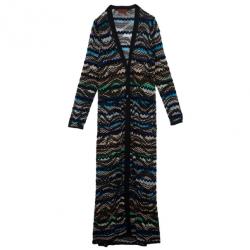 Pre Owned Missoni Metallic Multicolor Open Maxi Cardigan L