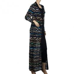Pre Owned Missoni Metallic Multicolor Open Maxi Cardigan L