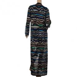 Pre Owned Missoni Metallic Multicolor Open Maxi Cardigan L