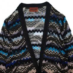 Pre Owned Missoni Metallic Multicolor Open Maxi Cardigan L