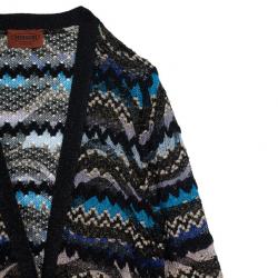 Pre Owned Missoni Metallic Multicolor Open Maxi Cardigan L
