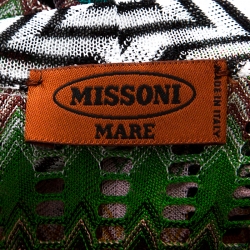 Pre Owned Missoni Multicolor Patterened Knit Perforated Yoke Maxi Kaftan Dress M