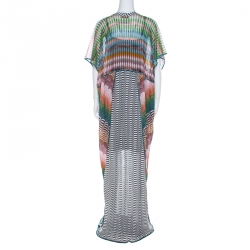 Pre Owned Missoni Multicolor Patterened Knit Perforated Yoke Maxi Kaftan Dress M