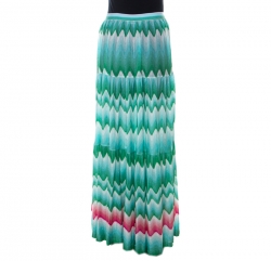 Pre Owned Missoni Mare Green Chevron Patterned Knit Cover Up Maxi Skirt M