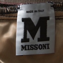 Pre Owned M Missoni Beige & Black Chevron Knit Halterneck Backless Maxi Dress S