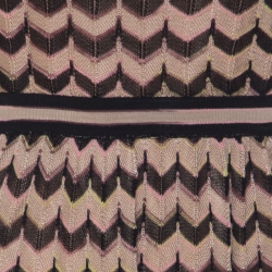 Pre Owned M Missoni Beige & Black Chevron Knit Halterneck Backless Maxi Dress S
