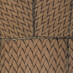 Pre Owned Missoni Gold Lurex & Black Chevron Pattern Deep V-Neck Long Knit Dress S
