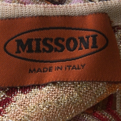 Pre Owned M Missoni Multicolour Chevron Crochet Knit Drawstring Waist Long Sleeve Lurex Jumpsuit S