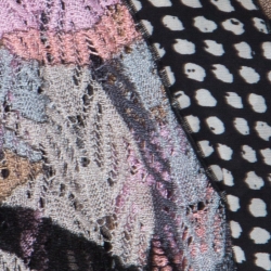 Pre Owned Missoni Multicolor Crochet Knit Polka Dot Trim Detail Asymmetric Faux Wrap Kaftan M