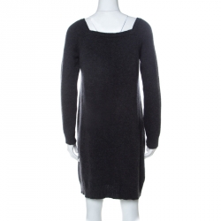 Pre Owned Missoni Grey and Pink Wool Ruffle Front Detail Tunic Sweater L