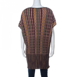 Pre Owned M Missoni Multicolor Zig Zag Knit French Sleeve Long Top L