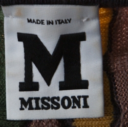 Pre Owned M Missoni Multicolor Zig Zag Knit French Sleeve Long Top L