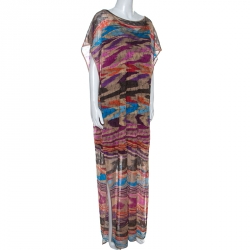 Pre Owned Missoni Mare Multicolor Knit Cover Up Maxi Dress M