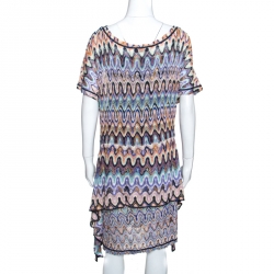 Pre Owned Missoni Mare Multicolor Chevron Knit Front Tie Detail Cover Up L