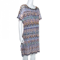 Pre Owned Missoni Mare Multicolor Chevron Knit Front Tie Detail Cover Up L