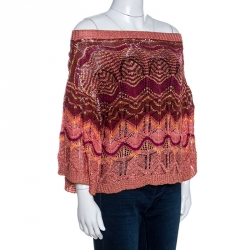 Pre Owned Missoni Metallic Crochet Top M
