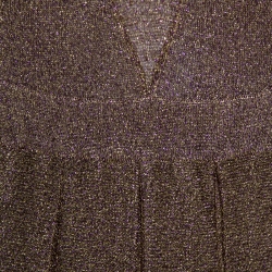 Pre Owned Missoni Gold Lurex Knit Plunge Back Pleated Gown S