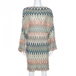 Pre Owned Missoni Multicolor Pointelle Chevron Knit Tunic Dress M