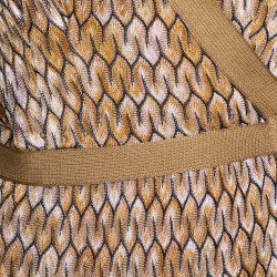 Pre Owned Missoni Yellow Ochre Zig Zag Textured Knit Wrap Dress S