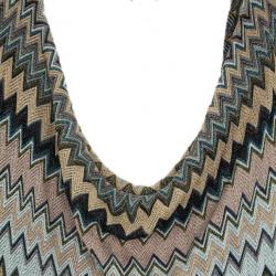 Pre Owned Missoni Mini Metallic Crochet Dress M