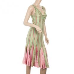 Pre Owned Missoni Multicolored Striped Knit Dress S