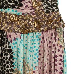 Pre Owned Missoni Silk Multicolor Beaded Detail Dress XS