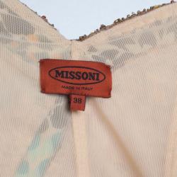 Pre Owned Missoni Silk Multicolor Beaded Detail Dress XS