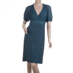 Pre Owned Missoni Teal and Silver Crochet Dress