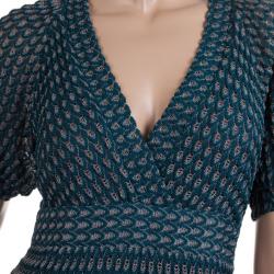 Pre Owned Missoni Teal and Silver Crochet Dress