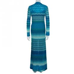 Pre Owned Missoni Blue Lurex Knit Patterned Maxi Shrug S