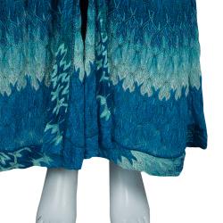 Pre Owned Missoni Blue Lurex Knit Patterned Maxi Shrug S