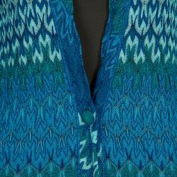 Pre Owned Missoni Blue Lurex Knit Patterned Maxi Shrug S