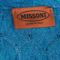 Pre Owned Missoni Blue Lurex Knit Patterned Maxi Shrug S