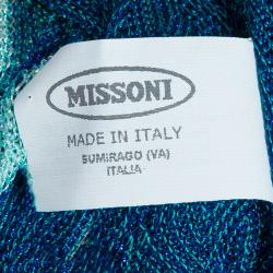 Pre Owned Missoni Blue Lurex Knit Patterned Maxi Shrug S
