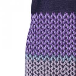 Pre Owned Missoni Purple Printed Crochet Knit Mini Dress L