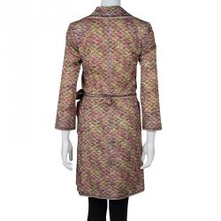 Pre Owned Missoni Multicolor Crochet Patterned Belted Overcoat S