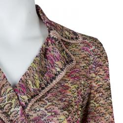 Pre Owned Missoni Multicolor Crochet Patterned Belted Overcoat S