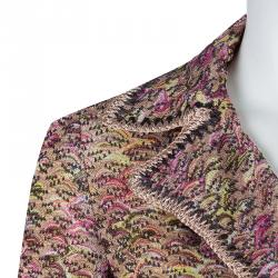 Pre Owned Missoni Multicolor Crochet Patterned Belted Overcoat S