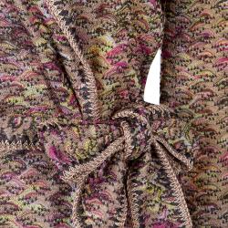 Pre Owned Missoni Multicolor Crochet Patterned Belted Overcoat S