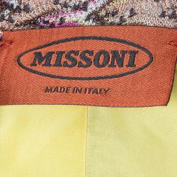 Pre Owned Missoni Multicolor Crochet Patterned Belted Overcoat S