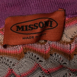 Pre Owned Missoni Multicolor Patterned Knit Long Belted Cardigan M