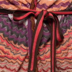 Pre Owned Missoni Multicolor Patterned Knit Long Belted Cardigan M