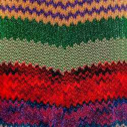 Pre Owned Missoni Multicolor Chevron Patterned Lurex Knit Maxi Skirt M